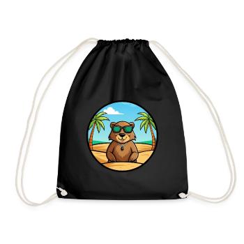 Murmeltier Lustige Cartoon Sommer Strand Sonnenbrille - Turnbeutel - Schwarz - Vorne