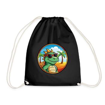 Drache Lustige Cartoon Sommer Strand Sonnenbrille Cool - Turnbeutel - Schwarz - Vorne