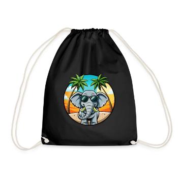 Elefant Lustige Cartoon Sommer Strand Sonnenbrille - Turnbeutel - Schwarz - Vorne