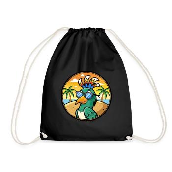 Pfau Lustige Cartoon Sommer Strand Sonnenbrille Cool - Turnbeutel - Schwarz - Vorne