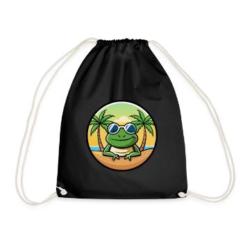 Frosch Lustige Cartoon Sommer Strand Sonnenbrille Aufkleber - Turnbeutel - Schwarz - Vorne