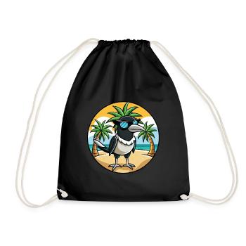 Magpie Drôle Dessin Animé Plage De Plage Lunettes Cool - Sac de sport léger - noir - Devant