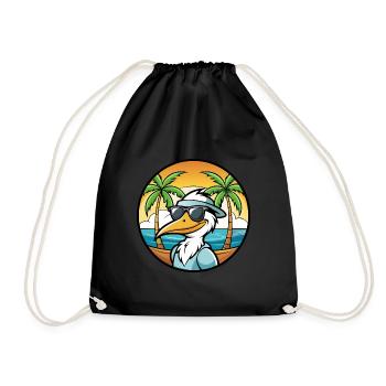 Pelikan Lustige Cartoon Sommer Strand Sonnenbrille Cool - Turnbeutel - Schwarz - Vorne