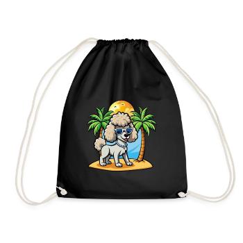 Caniche Chien Drôle Dessin Animé Plage De Plage Lunettes De Soleil - Sac de sport léger - noir - Devant