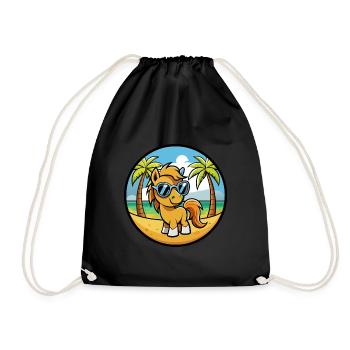 Pony Lustige Cartoon Sommer Strand Sonnenbrille Aufkleber - Turnbeutel - Schwarz - Vorne