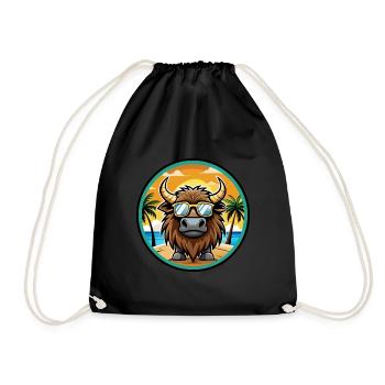 Bison Lustige Cartoon Sommer Strand Sonnenbrille Cool - Turnbeutel - Schwarz - Vorne