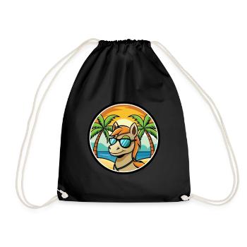 Pony Lustige Cartoon Sommer Strand Sonnenbrille Aufkleber - Turnbeutel - Schwarz - Vorne
