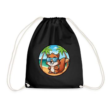Squirrel Funny Cartoon Summer Beach Sunglasses - Drawstring Bag - black - Front