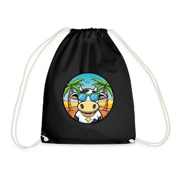 Kuh Lustige Cartoon Sommer Strand Sonnenbrille Aufkleber - Turnbeutel - Schwarz - Vorne