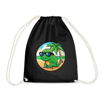 Chamäleon Lustige Cartoon Sommer Strand Sonnenbrille - Turnbeutel - Schwarz - Vorne