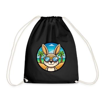 Rabbit Funny Cartoon Summer Beach Sunglasses Cool - Drawstring Bag - black - Front
