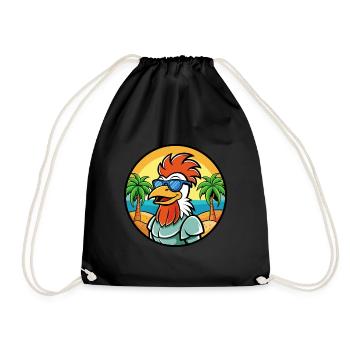 Rooster Funny Cartoon Summer Beach Sunglasses Cool - Drawstring Bag - black - Front
