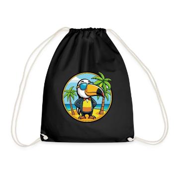 Toucan Funny Cartoon Summer Beach Sunglasses Cool - Drawstring Bag - black - Front