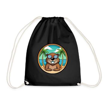 Castor Drôle Dessin Animé Plage D’été Lunettes De Soleil Cool - Sac de sport léger - noir - Devant