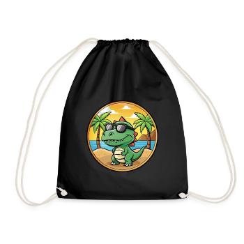 Dinosaur Funny Cartoon Summer Beach Sunglasses - Drawstring Bag - black - Front