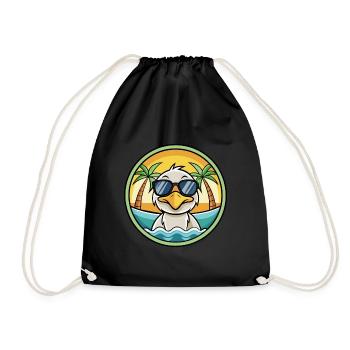 Ente Lustige Cartoon Sommer Strand Sonnenbrille Aufkleber - Turnbeutel - Schwarz - Vorne