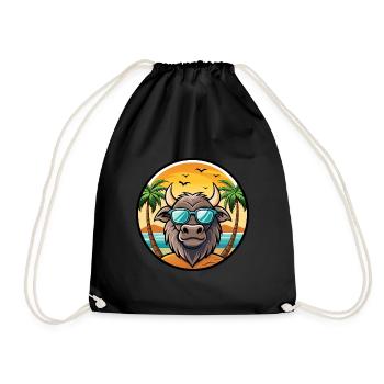 Buffalo Funny Cartoon Lunettes de soleil de plage d’été cool - Sac de sport léger - noir - Devant