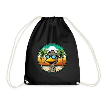 Emu Lustige Cartoon Sommer Strand Sonnenbrille Aufkleber - Turnbeutel - Schwarz - Vorne