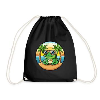 Frosch Lustige Cartoon Sommer Strand Sonnenbrille Aufkleber - Turnbeutel - Schwarz - Vorne