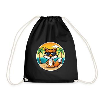 Fuchs Lustige Cartoon Sommer Strand Sonnenbrille Aufkleber - Turnbeutel - Schwarz - Vorne
