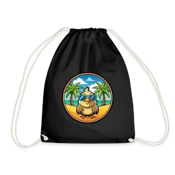 Wachtel Lustige Cartoon Sommer Strand Sonnenbrille Cool - Turnbeutel - Schwarz - Vorne