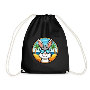 Rabbit Funny Cartoon Summer Beach Sunglasses Cool - Drawstring Bag - black - Front