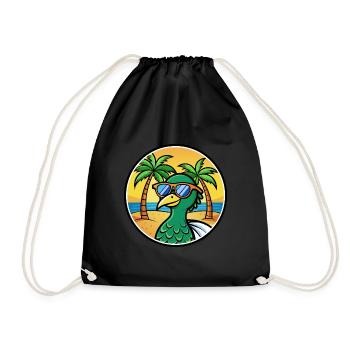 Peacock Funny Cartoon Summer Beach Sunglasses Cool - Drawstring Bag - black - Front