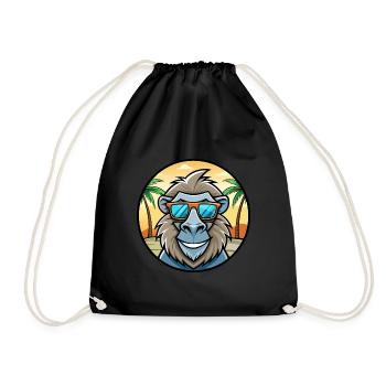 Babouin Drôle Dessin Animé Plage D’été Lunettes De Soleil Cool - Sac de sport léger - noir - Devant