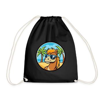 Pony Lustige Cartoon Sommer Strand Sonnenbrille Aufkleber - Turnbeutel - Schwarz - Vorne