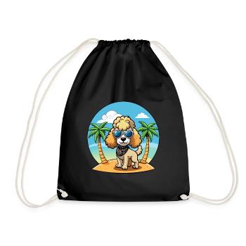 Caniche Chien Drôle Dessin Animé Plage De Plage Lunettes De Soleil - Sac de sport léger - noir - Devant