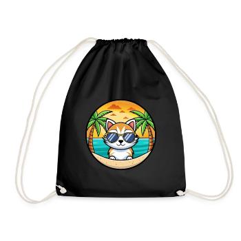 Kitten Funny Cartoon Summer Beach Sunglasses Cool - Drawstring Bag - black - Front