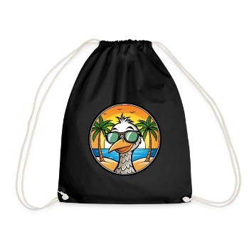 Straußen, Lustig, Cartoon, Sommer, Strand, Sonnenbrille, Cool - Turnbeutel - Schwarz - Vorne