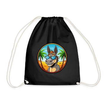 Donkey Funny Cartoon Summer Beach Sunglasses Cool - Drawstring Bag - black - Front