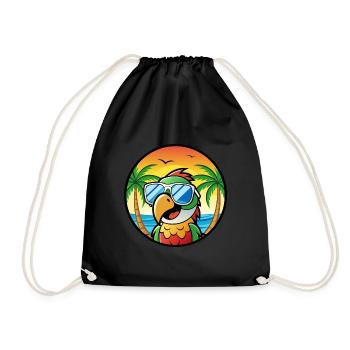 Perroquet Drôle Dessin Animé Plage Été Lunettes De Soleil Cool - Sac de sport léger - noir - Devant