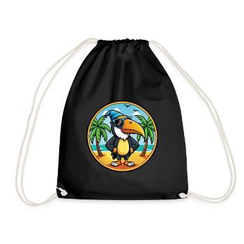 Toucan Funny Cartoon Summer Beach Sunglasses Cool - Drawstring Bag - black - Front
