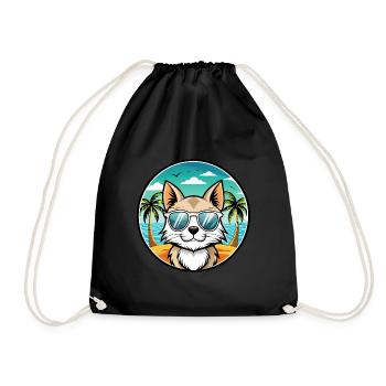 Balinesische Katzenrasse Cartoon Sonnenbrille Strand - Turnbeutel - Schwarz - Vorne