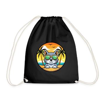 Australische Nebelkatzenrasse Cartoon Sonnenbrille Strand - Turnbeutel - Schwarz - Vorne