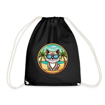 Birma Heilige Katzenrasse Cartoon Sonnenbrille Strand - Turnbeutel - Schwarz - Vorne