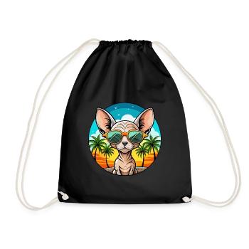 Devon Rex Cat Breed Cartoon Lunettes de soleil Beach - Sac de sport léger - noir - Devant