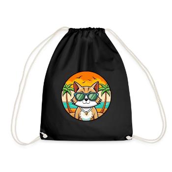 Europäische Kurzhaarkatze Rasse Cartoon Sonnenbrille - Turnbeutel - Schwarz - Vorne