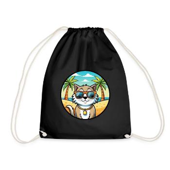 Ragamuffin Lunettes de soleil de dessin animé de race de chat plage - Sac de sport léger - noir - Devant