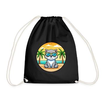 Schottische Falte Katzenrasse Cartoon Sonnenbrille Strand - Turnbeutel - Schwarz - Vorne