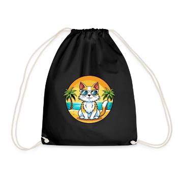 Lunettes de soleil de dessin animé de race de chat turc plage - Sac de sport léger - noir - Devant