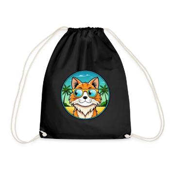 Maine Coon Cat Breed Cartoon Sunglasses Beach - Drawstring Bag - black - Front