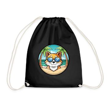 Ragdoll Cat Breed Cartoon Sunglasses Beach - Drawstring Bag - black - Front