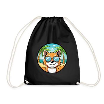 Bambino Cat Breed Cartoon Sunglasses Beach - Drawstring Bag - black - Front