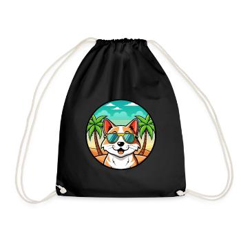 Balinesische Katzenrasse Cartoon Sonnenbrille Strand - Turnbeutel - Schwarz - Vorne