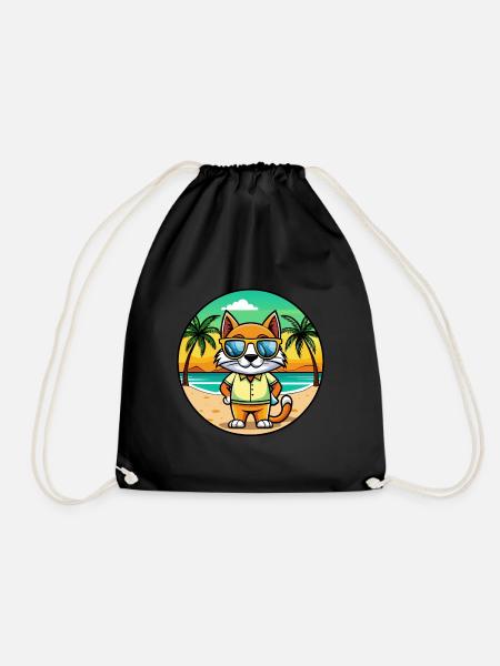 Bombai Katzenrasse Cartoon Sonnenbrille Strand - Turnbeutel - Schwarz