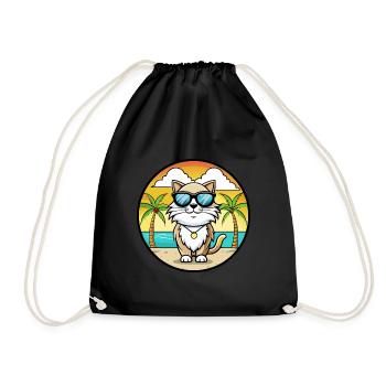 Birma Heilige Katzenrasse Cartoon Sonnenbrille Strand - Turnbeutel - Schwarz - Vorne