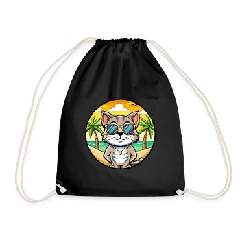 Europäische Kurzhaarkatze Rasse Cartoon Sonnenbrille - Turnbeutel - Schwarz - Vorne